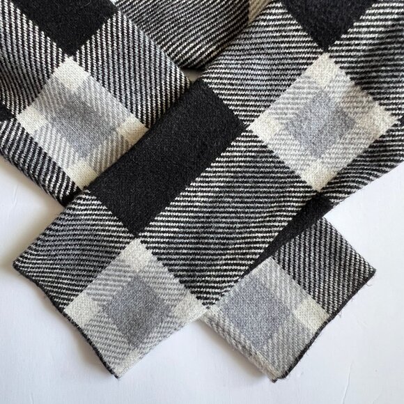 Max Studio Pullover Mock Neck Sweater, Black and White Block Plaid Print, Size L - Picture 7 of 13